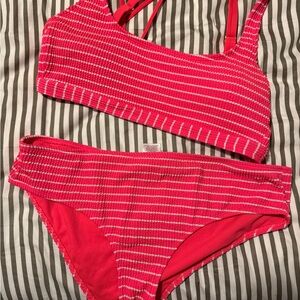 Target Pink and White Striped Bikini